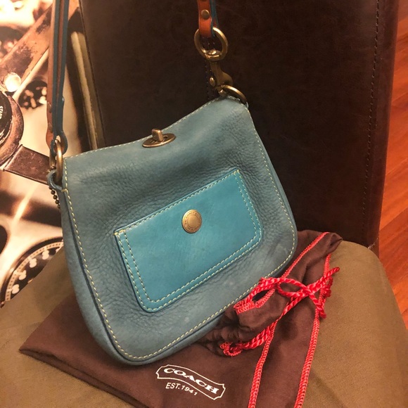 COACH Chelsea Teal Pebble Leather Mini Bag - Picture 2 of 8